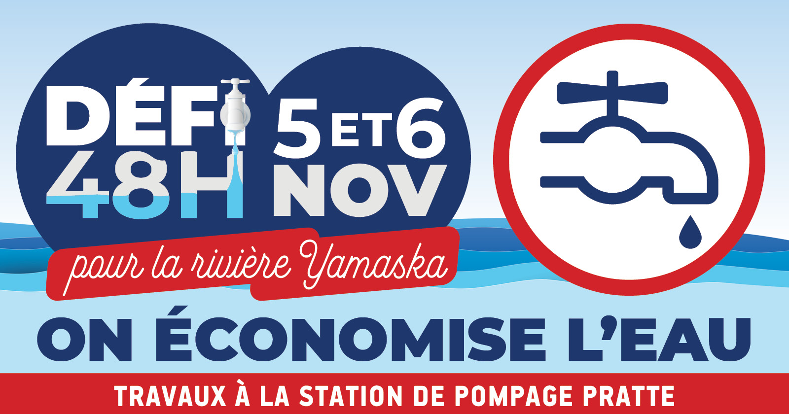Mise à l'arrêt temporaire de la station Pratte - Les 5 et 6 novembre, on économise l'eau!